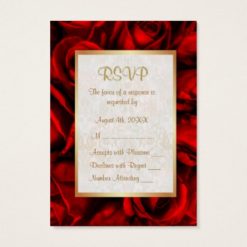 Red Rose Floral Wedding RSVP Business Card - Image 2
