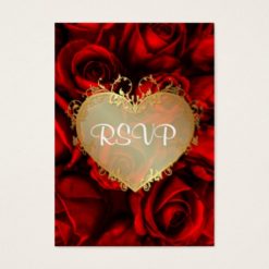 Red Rose Floral Wedding RSVP Business Card