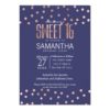 Rose Gold Polka Dots Light Navy Blue Sweet 16 Card