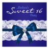 Royal Navy Blue White Lace Blue Sweet 16 Party Card
