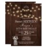 Rustic country lights barn wood sweet sixteen card