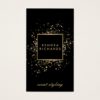 Scattered Faux Gold Confetti on Modern Black Business Card