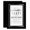 Sleek Silver & Black Typography Graduation Party Card