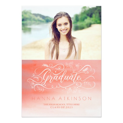 Sale 50% off on Soft Pink Watercolors Photo Graduation Card - LadyPrints