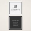 Square Minimalist Black and White Monogram Square Business Card