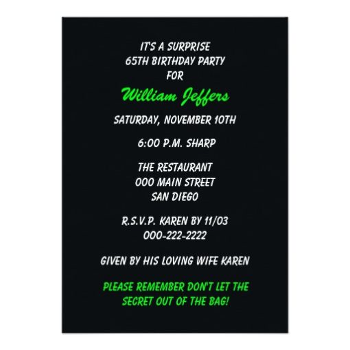 Surprise 65th Birthday Party Invitation SECRET - Image 2