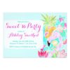 Tropical watercolor flamingo pineapple Sweet 16 Card