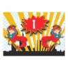 Twins Superhero Birthday  |  Brown Hair Girls Card