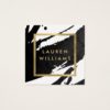Unique Abstract Black Ink Brushstrokes Square Business Card