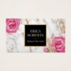 Vintage Floral Trendy Gold Marble Makeup Artist Business Card