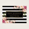 Vintage Floral Wrapping Around Black White Stripes Business Card