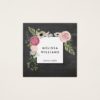 Vintage Modern Floral Motif on Chalkboard Square Business Card