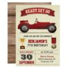 Vintage Red Race Car Kids Birthday Party Invite