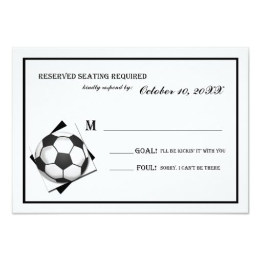 Vintage Soccer Bar Mitzvah Black and White Reply Card