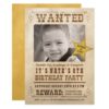 Wanted Poster Cowboy Western Birthday Party Card