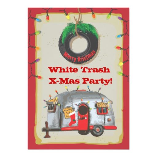 White Trailer Trash Christmas Party Invitations - Image 2